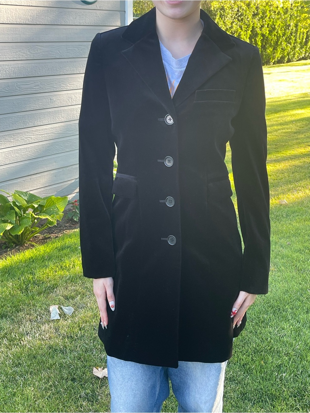 J. Peterman Vintage Black Velvet Riding Jacket Size 2 Victorian Gothic